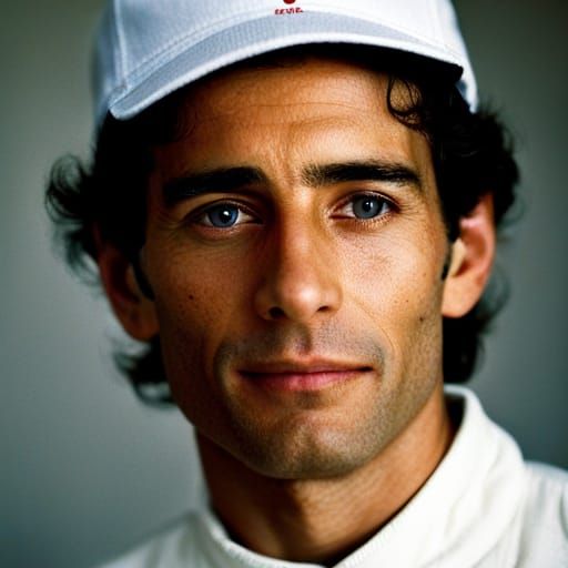Ayrton Senna Portrait in Professional Photography Style