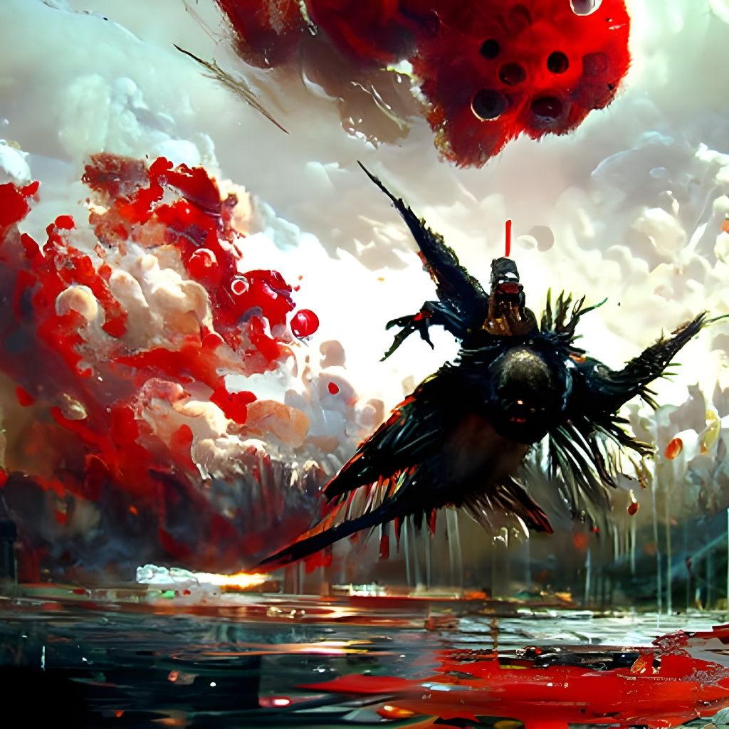 Spiny Bird Monster Impaling Armored Warrior