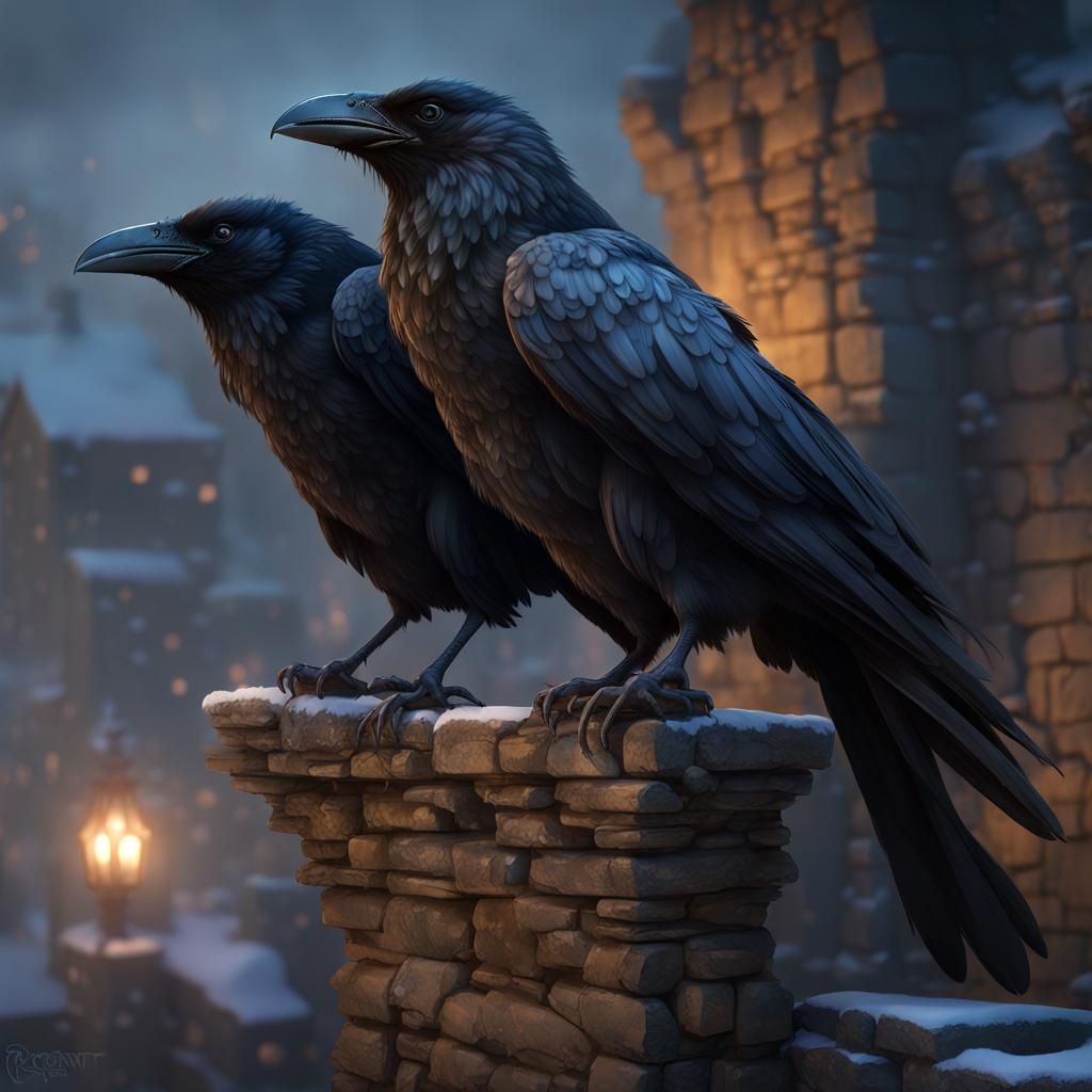 Ravens on Wall: Norse Mythology, Epic Night