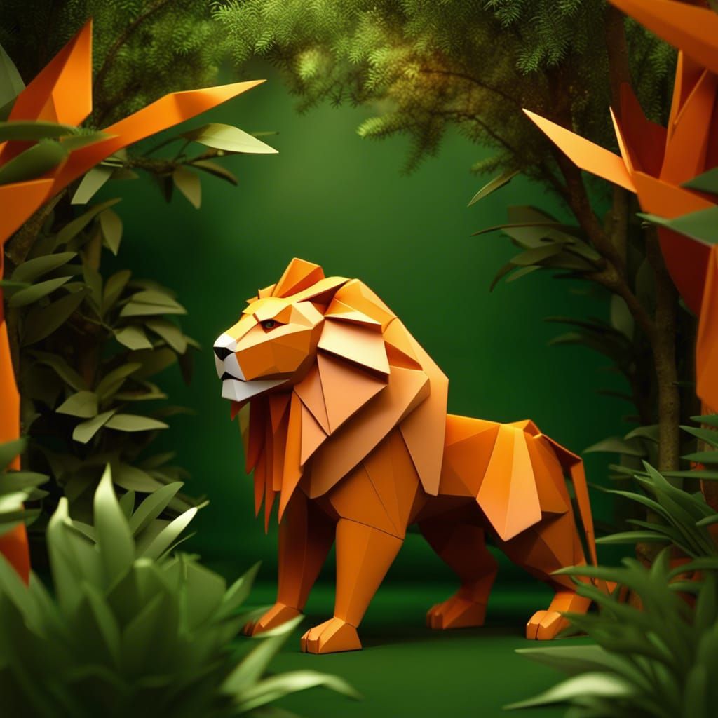 African Origami Lion