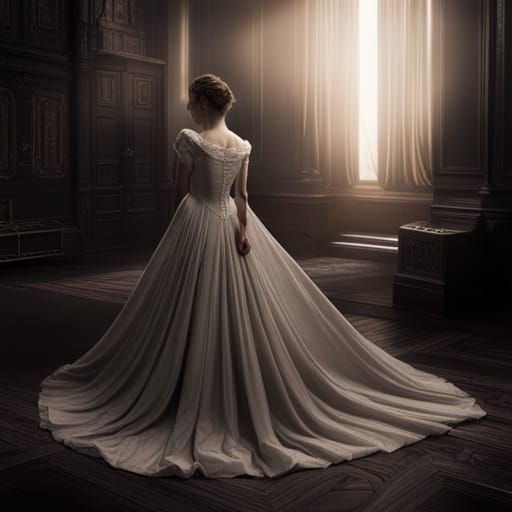 Dramatic Woman in Dark Room: Digital Matte Painting