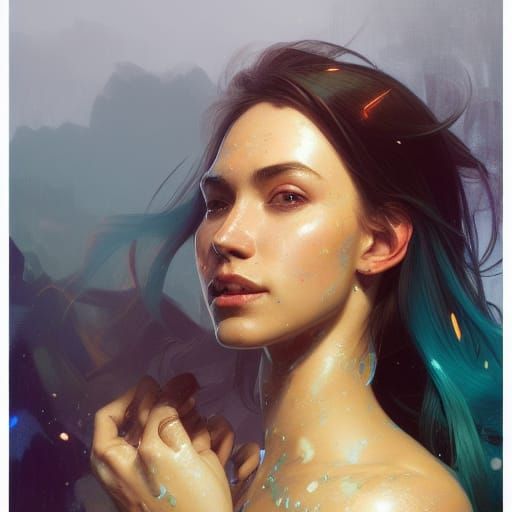 Excited Woman Portrait in Detailed Digital Art