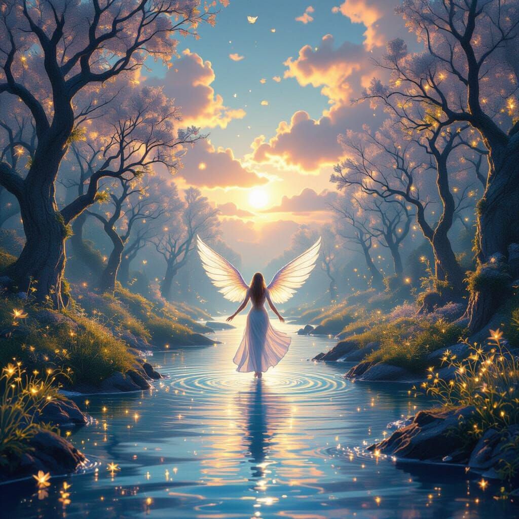 Enchanted Forest Dreamscape with Ethereal Dancer