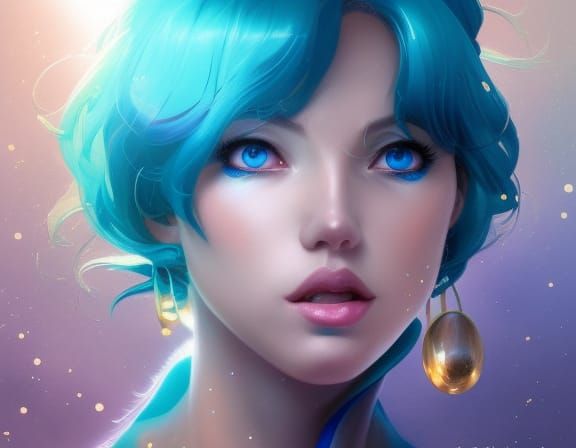 Rabbit Sailor Mercury Portrait in Hyperdetailed Style