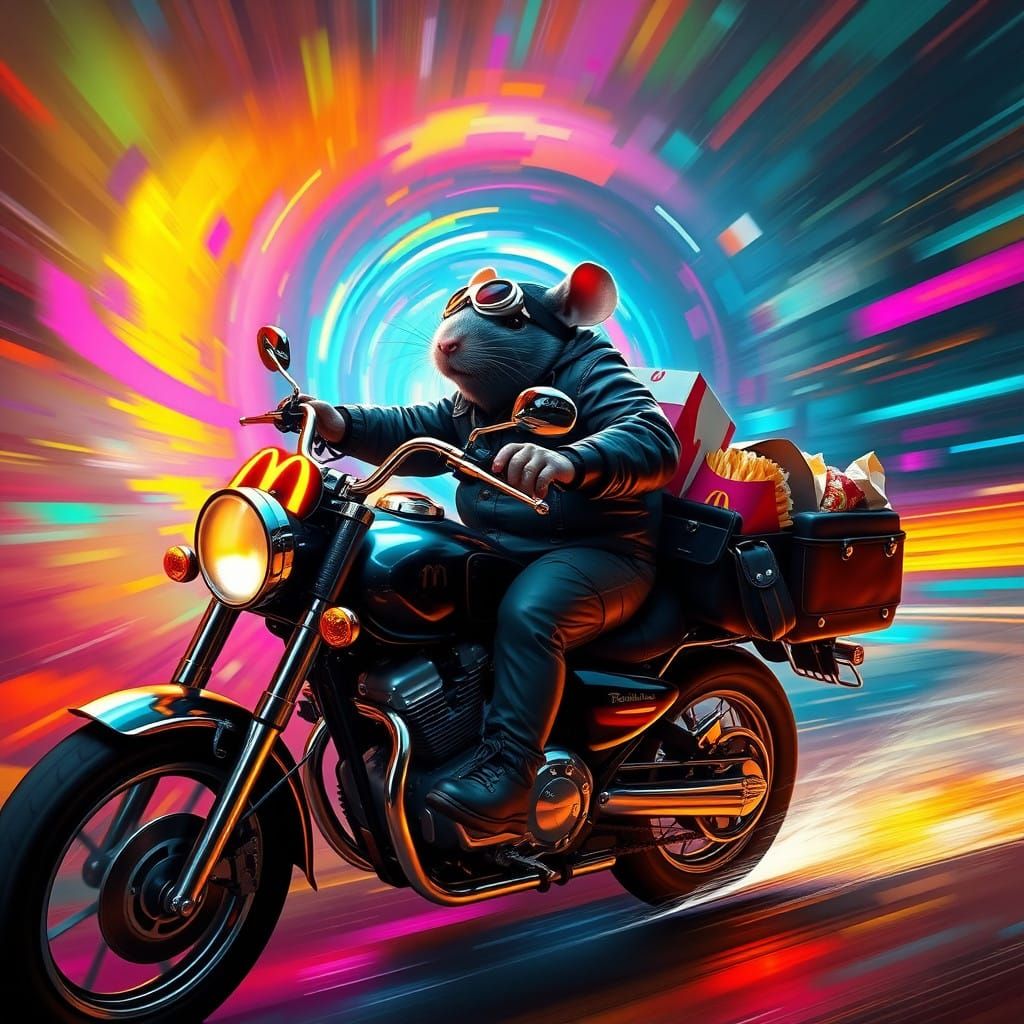 Fat Rat Rides Stealing McDonald's with Futuristic Motorcycle