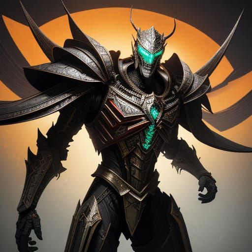 Cyberpunk Warlord in Ornate Armor