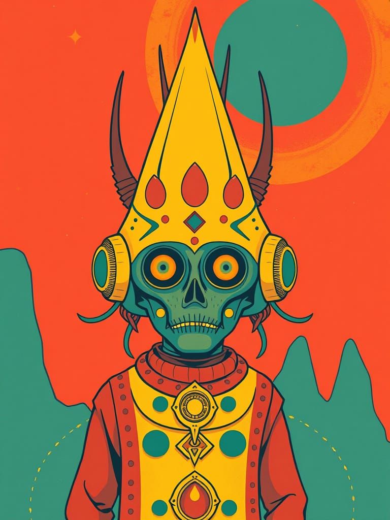 Stylized Character Art Deco Tarot Card Design