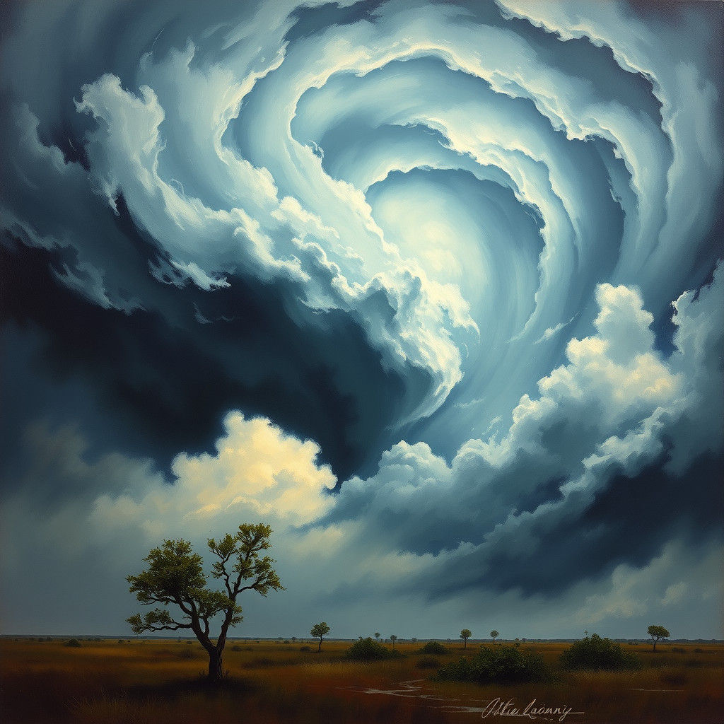Hurricane Approaches in Dramatic Oil Painting
