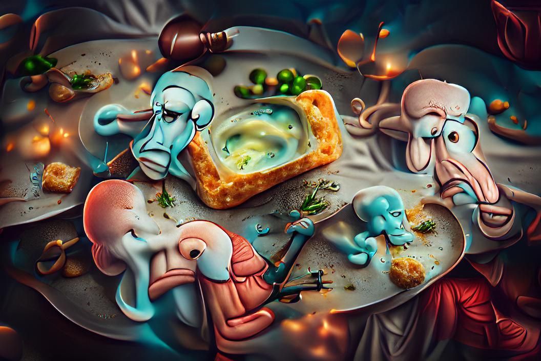 Octopus-Headed Man Plays Ukulele on the Beach