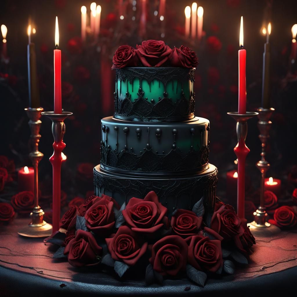 Gothic Wedding Cake with Bioluminescent Galaxy Frosting