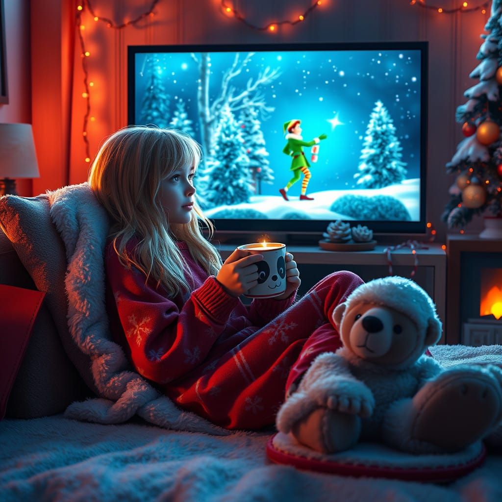 Teenage Girl Dreams Christmas in Winter Wonderland