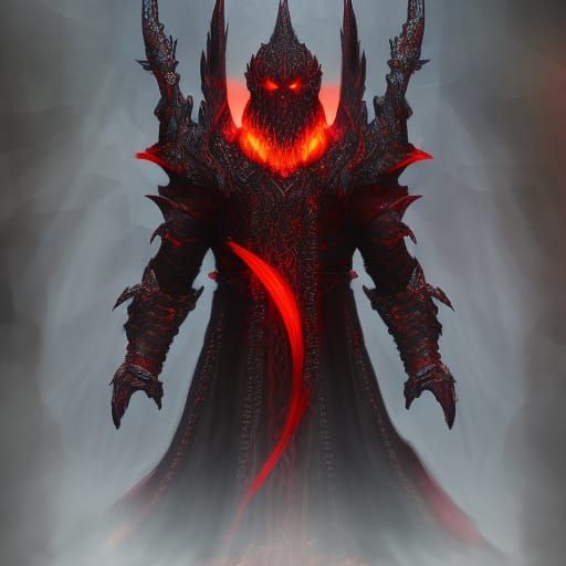 Dragonic Shadow Figure with Red Eyes
