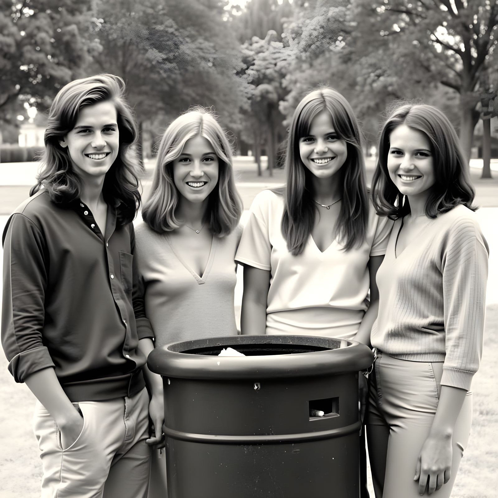 Youthful Friends Enjoy a Casual Afternoon in the Park