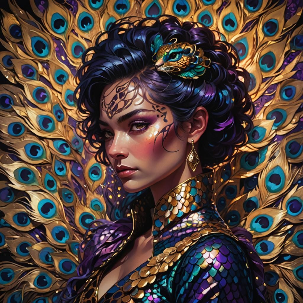 Woman with Dragon Scales, in Fantasy Art Style