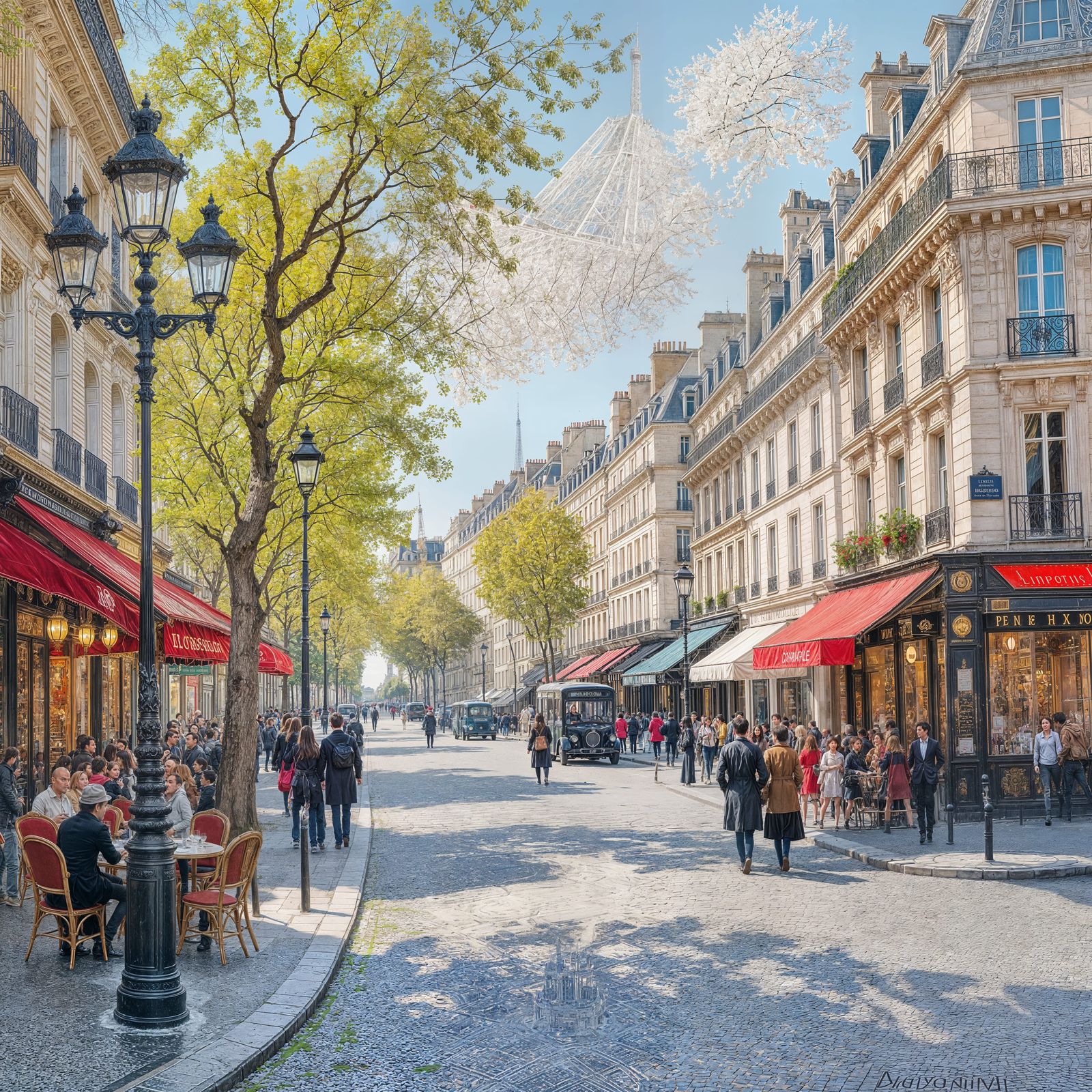 Champs-Élysées in Paris as Impressionist Painting