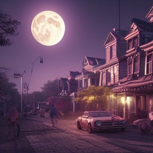 Detailed Lunar Town in Cosmic Style