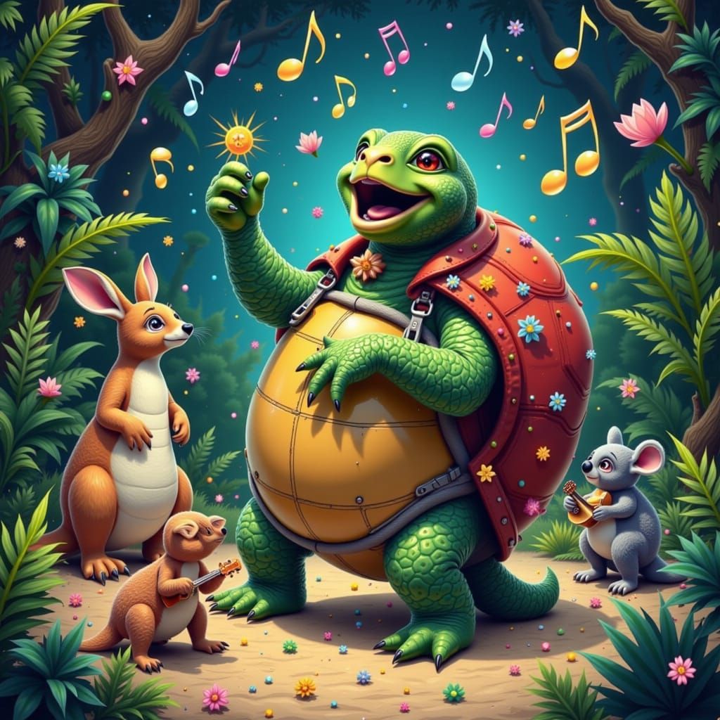Musical Turtle Concert Down Under: A Whimsical Scene