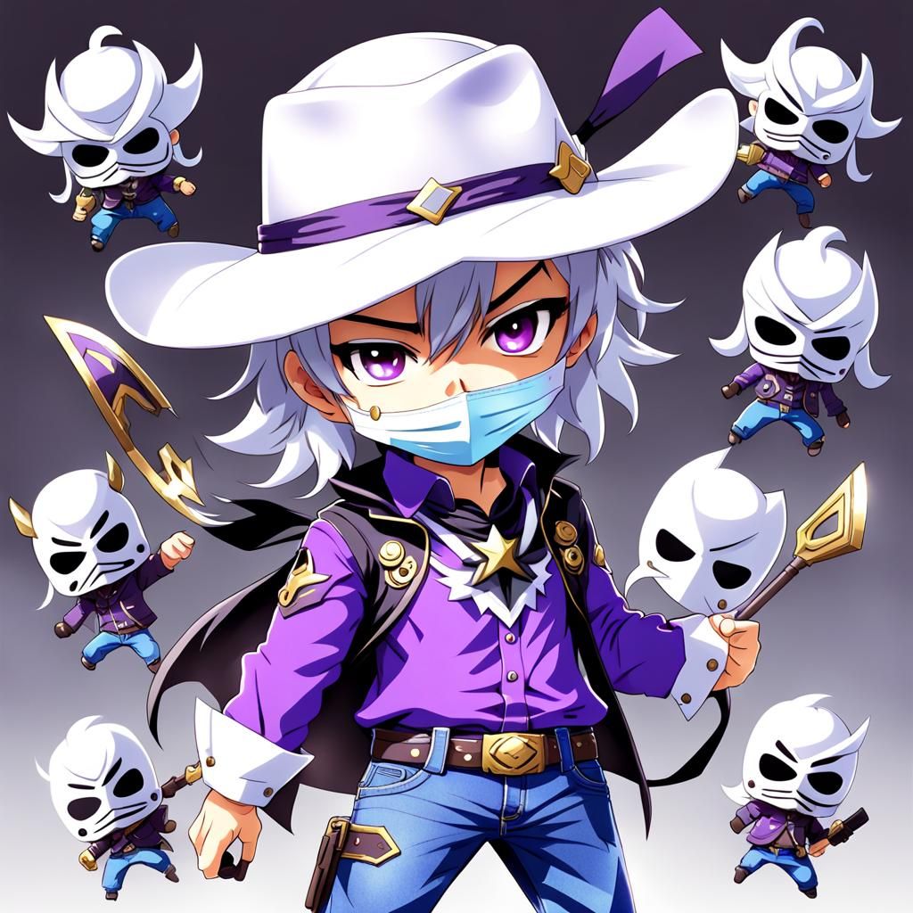 Handsome Chibi Cowboy in Anime Style