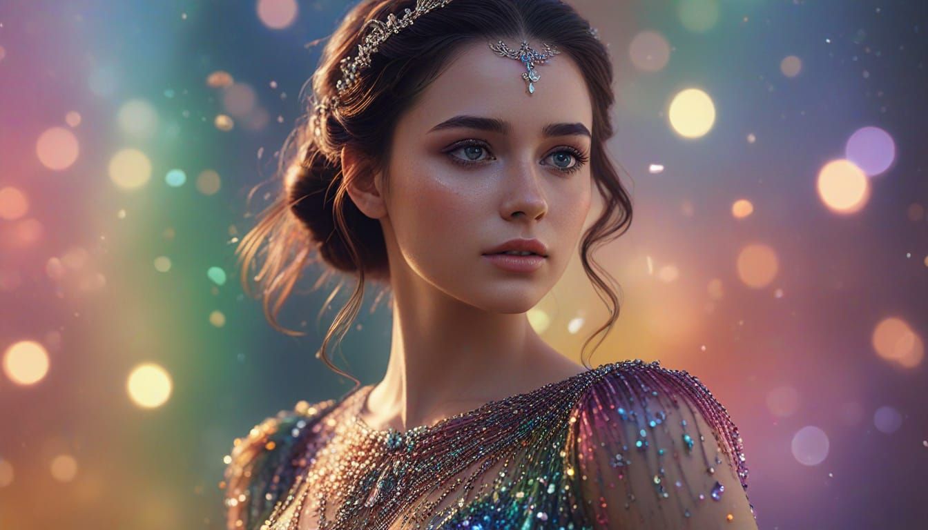 Rainbow Girl in Spectral, Dreamy Fantasy Art