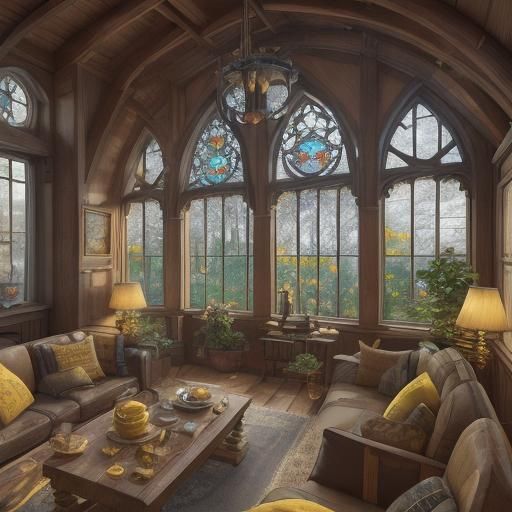 Hufflepuff Common Room: 3D Render in Neural Synoptic Style