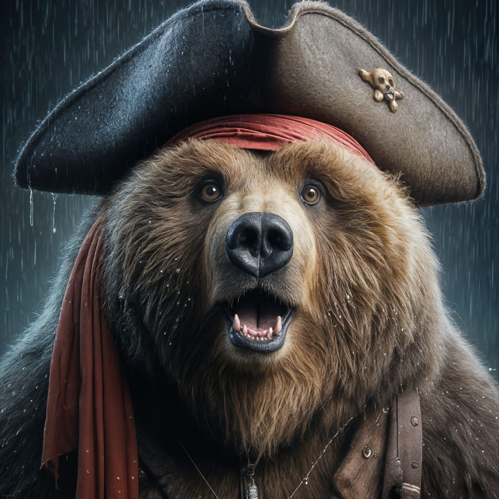 Happy Kodiak Bear Pirate Portrait