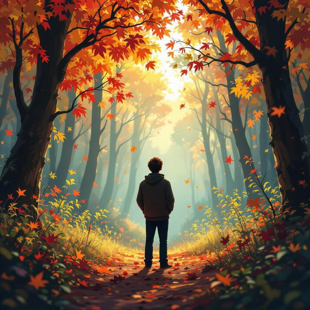 Man Gazes into Forest, Smells Seasons, Hears Angels