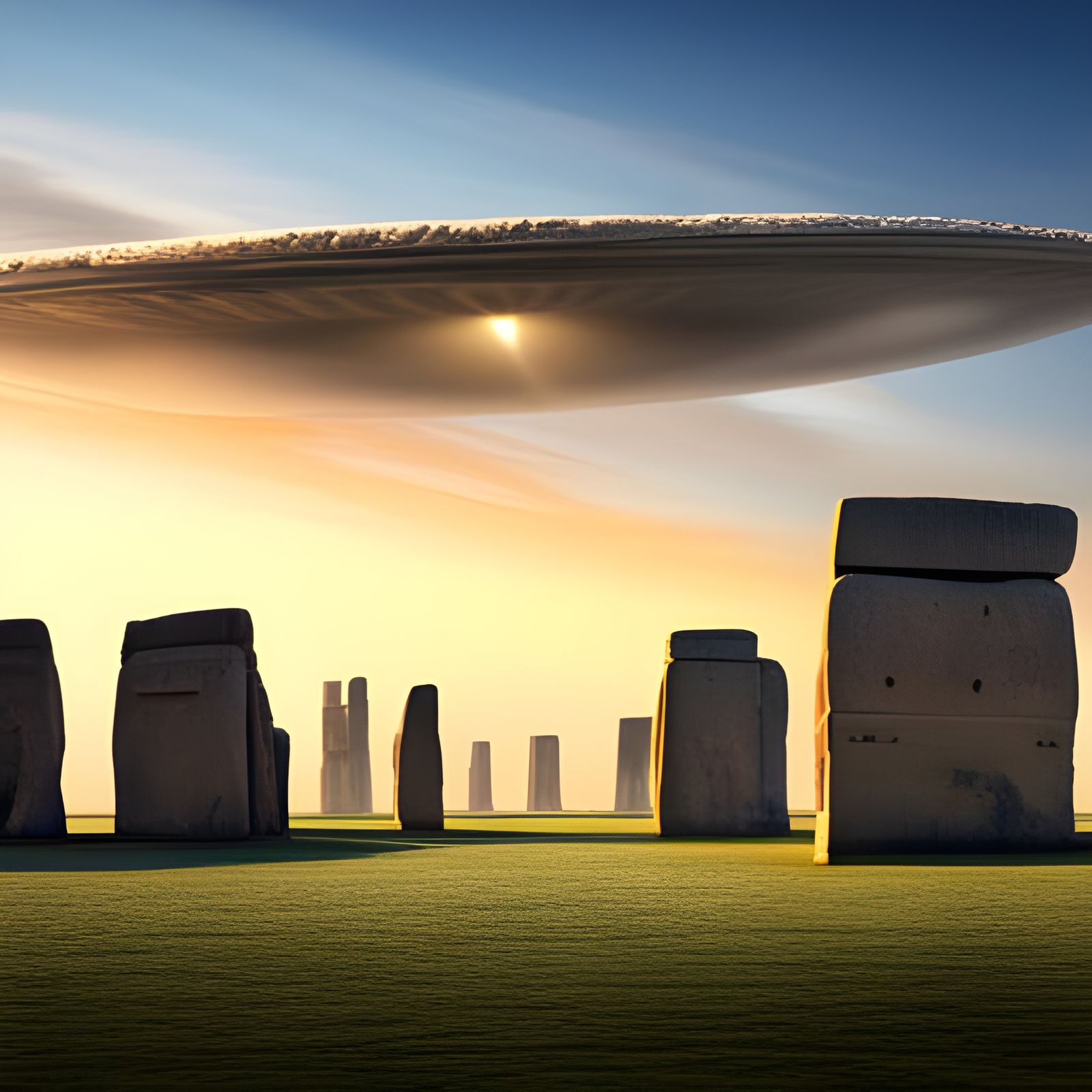 Ancient UFO Over Stonehenge: Hyperrealistic Detail