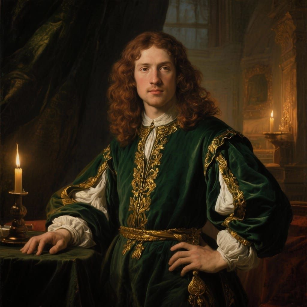 Rembrandt-Style Portrait Of A 17th Century Gentleman