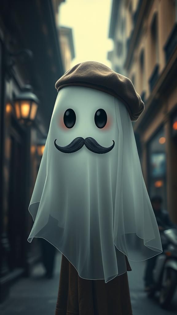 French Ghost in Paris: A Surreal Digital Artwork