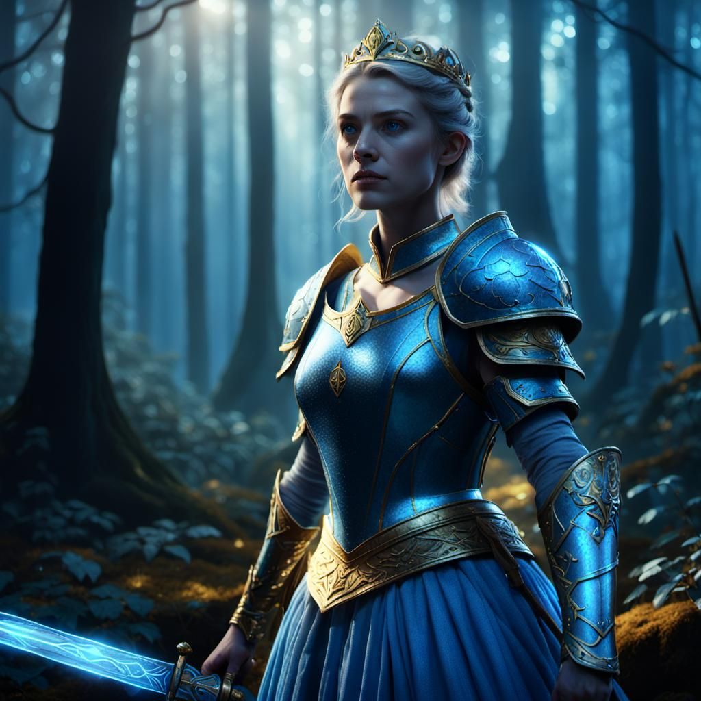 Cinderella as a Warrior in Mystical Forest