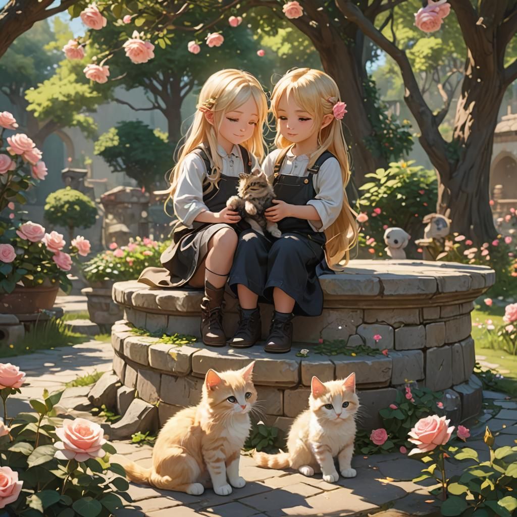 Toddler and Kitten by Well: Anime-Inspired 3D Art
