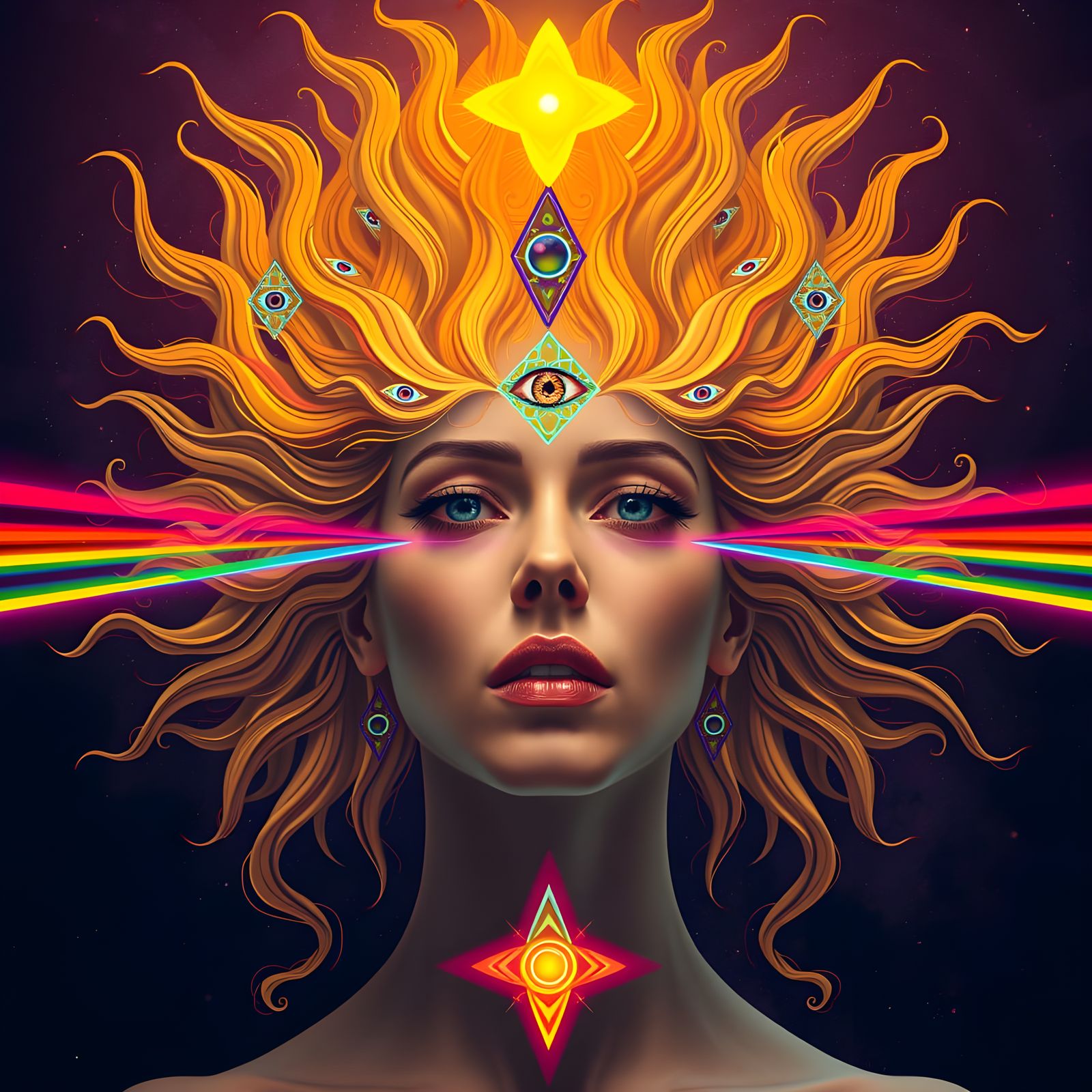 Mystical Oracle with Fractal Eyes in Surreal Style