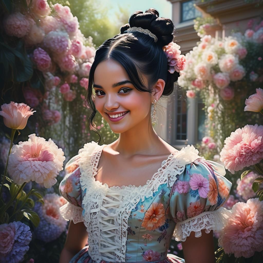 Girl in Lace Dress, Hyperrealistic Cinematic Portrait
