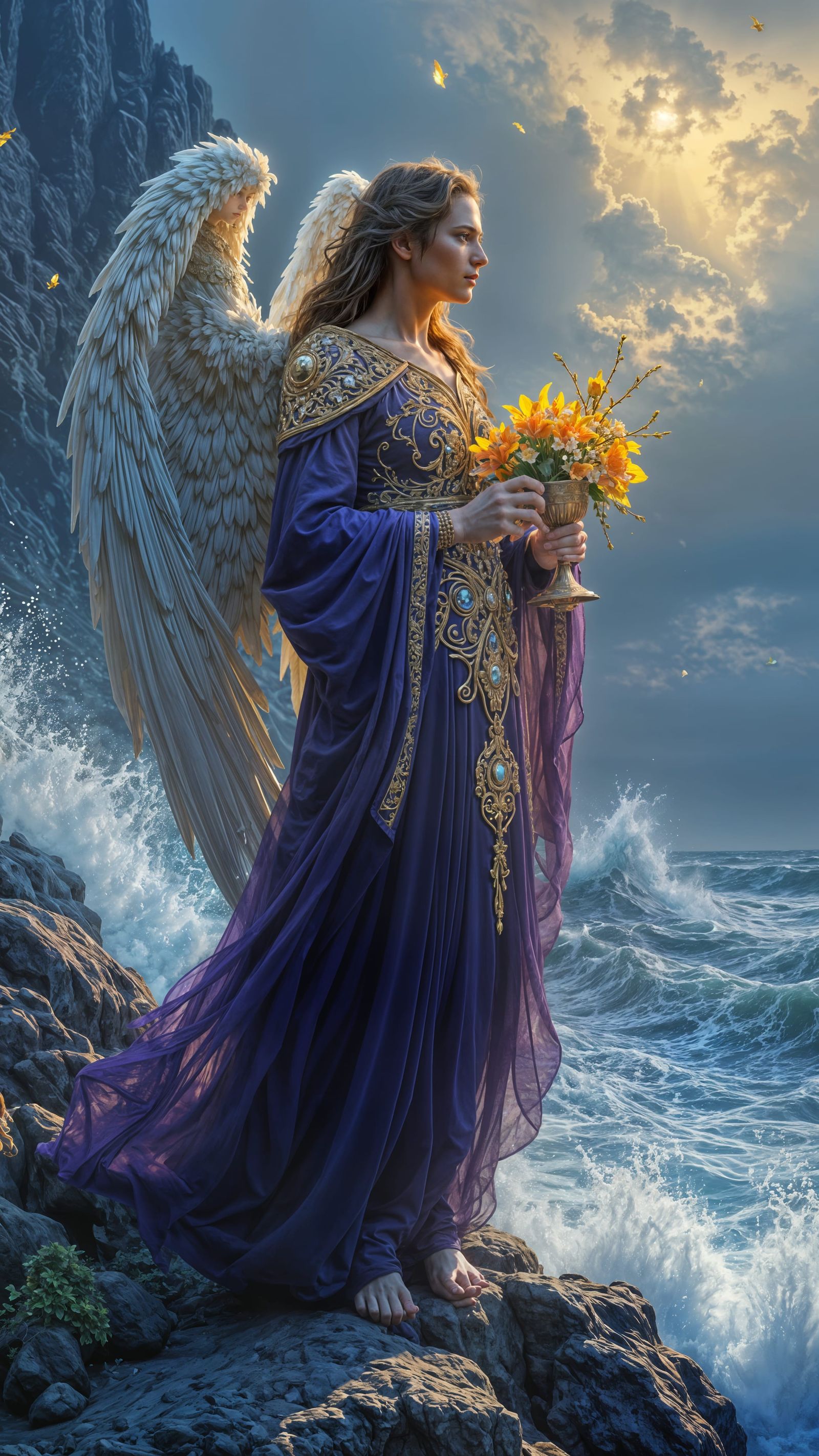 Archangel Gabriel Seashore Masterpiece in Dark Fantasy Style