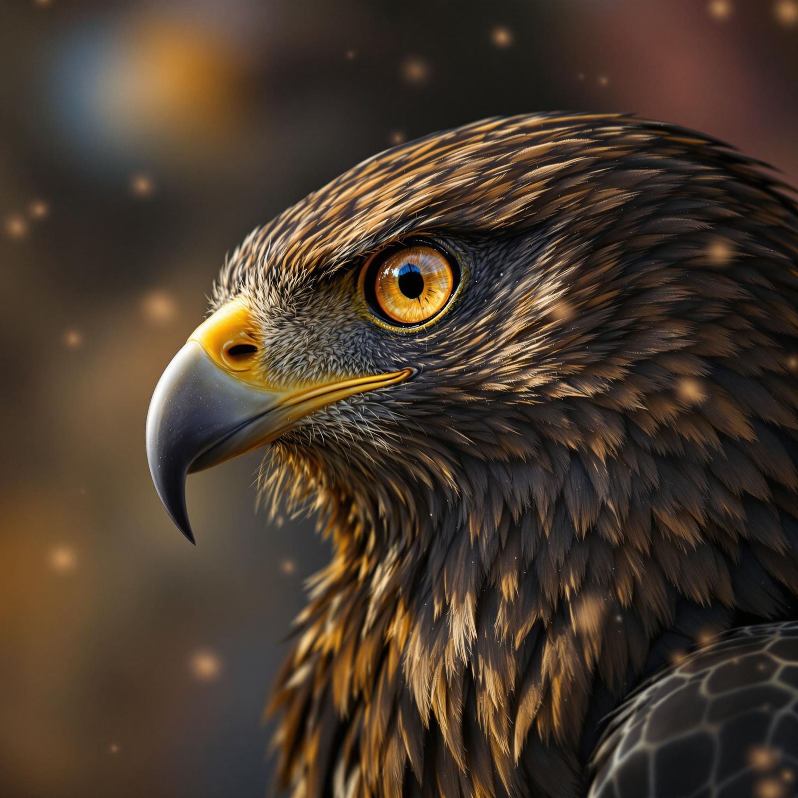 Eagle-Like Hawk in Close-Up, with Sharp Features