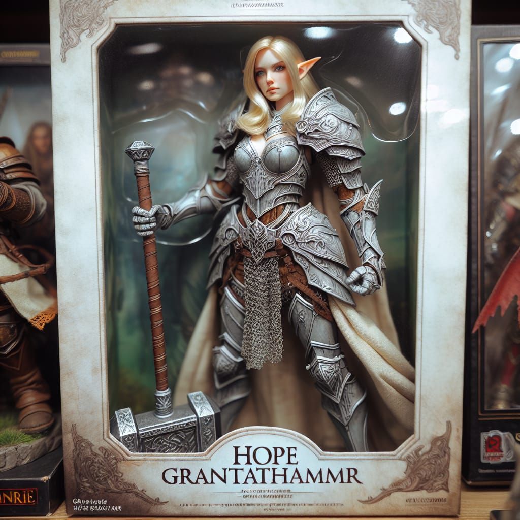 Elegant Female Elf Knight Action Figure in Detailed Medieval...