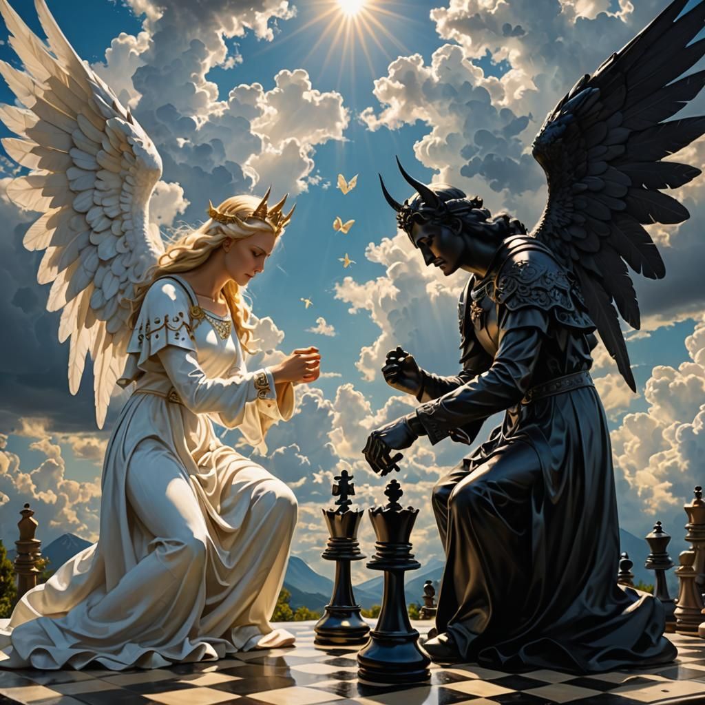 Angel and devil play chess