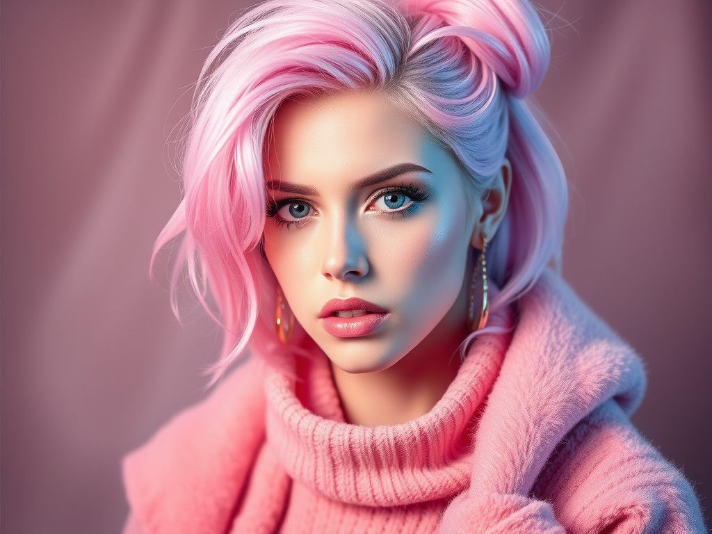 Trendy Abstract in Pink-Gold and Icy Blue