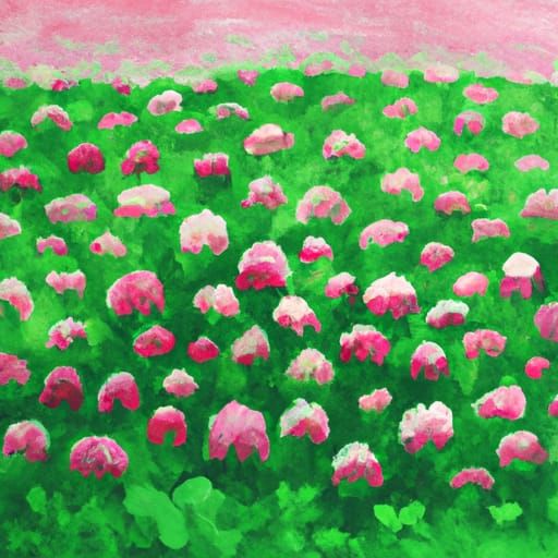 Lush Clover Field Gouache Painting