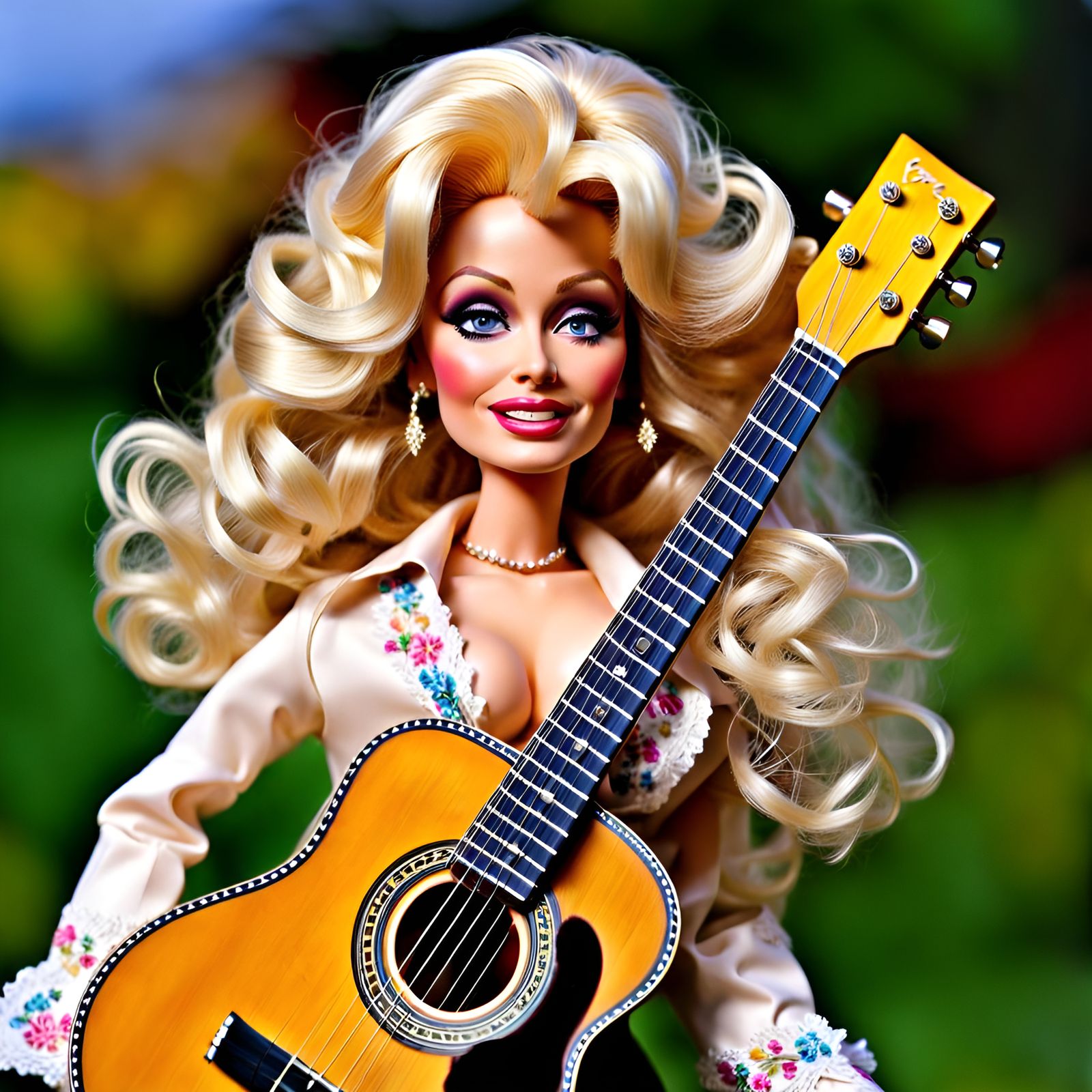 Dolly Parton Doll Close-up, Realistic Photoshoot