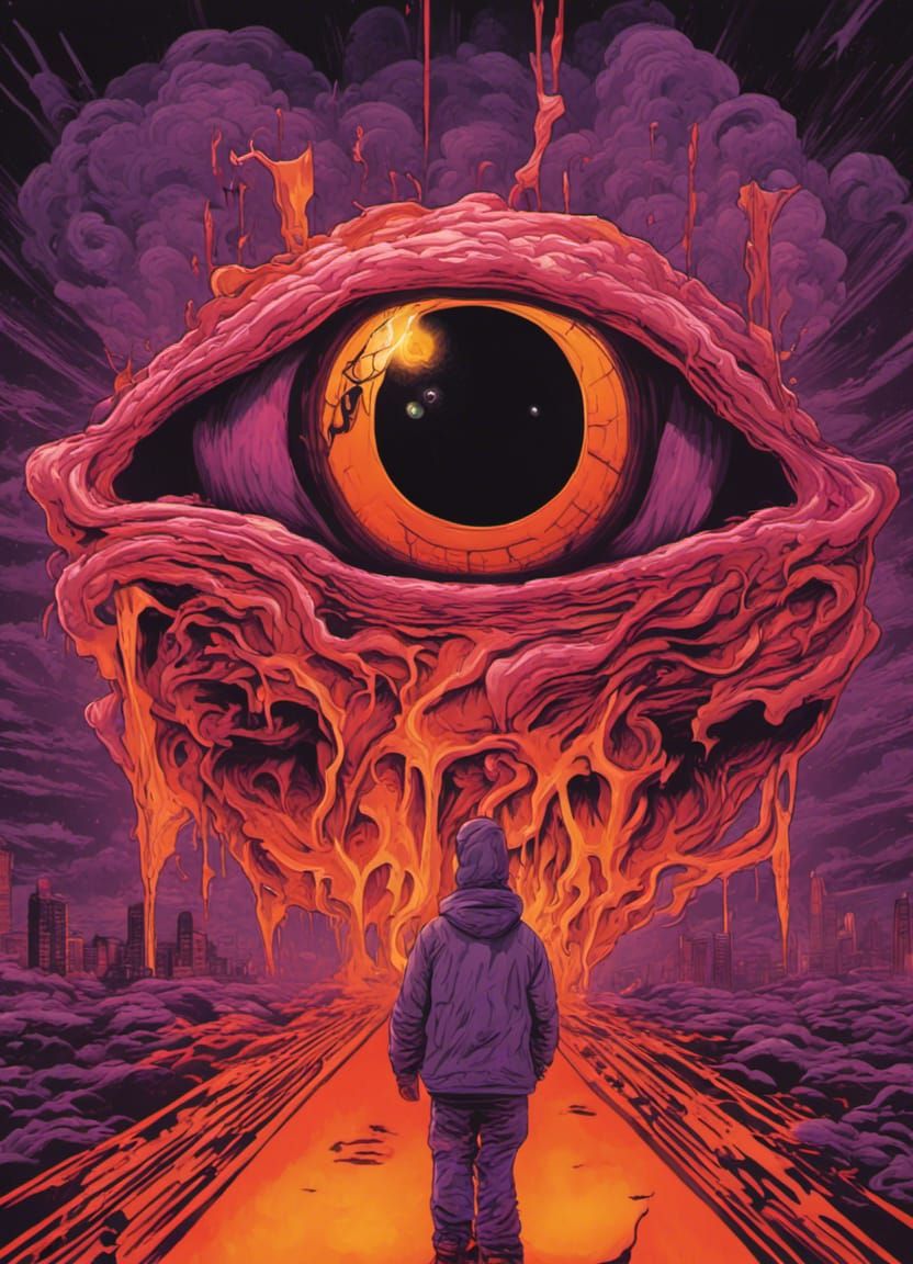Monstrous Eyeball in Neon Fantasy Concept Art
