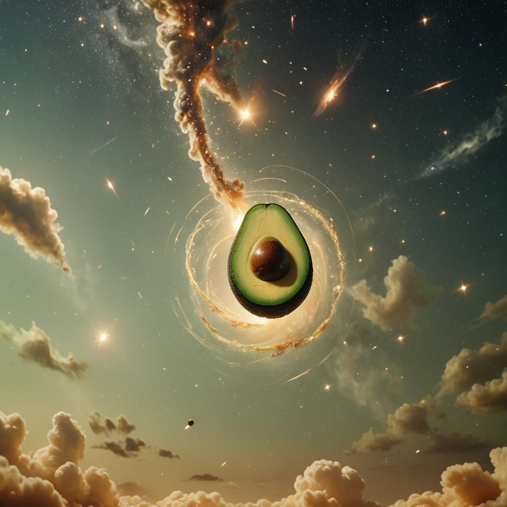Avocado in Space: A Cinematic Sci-Fi Still