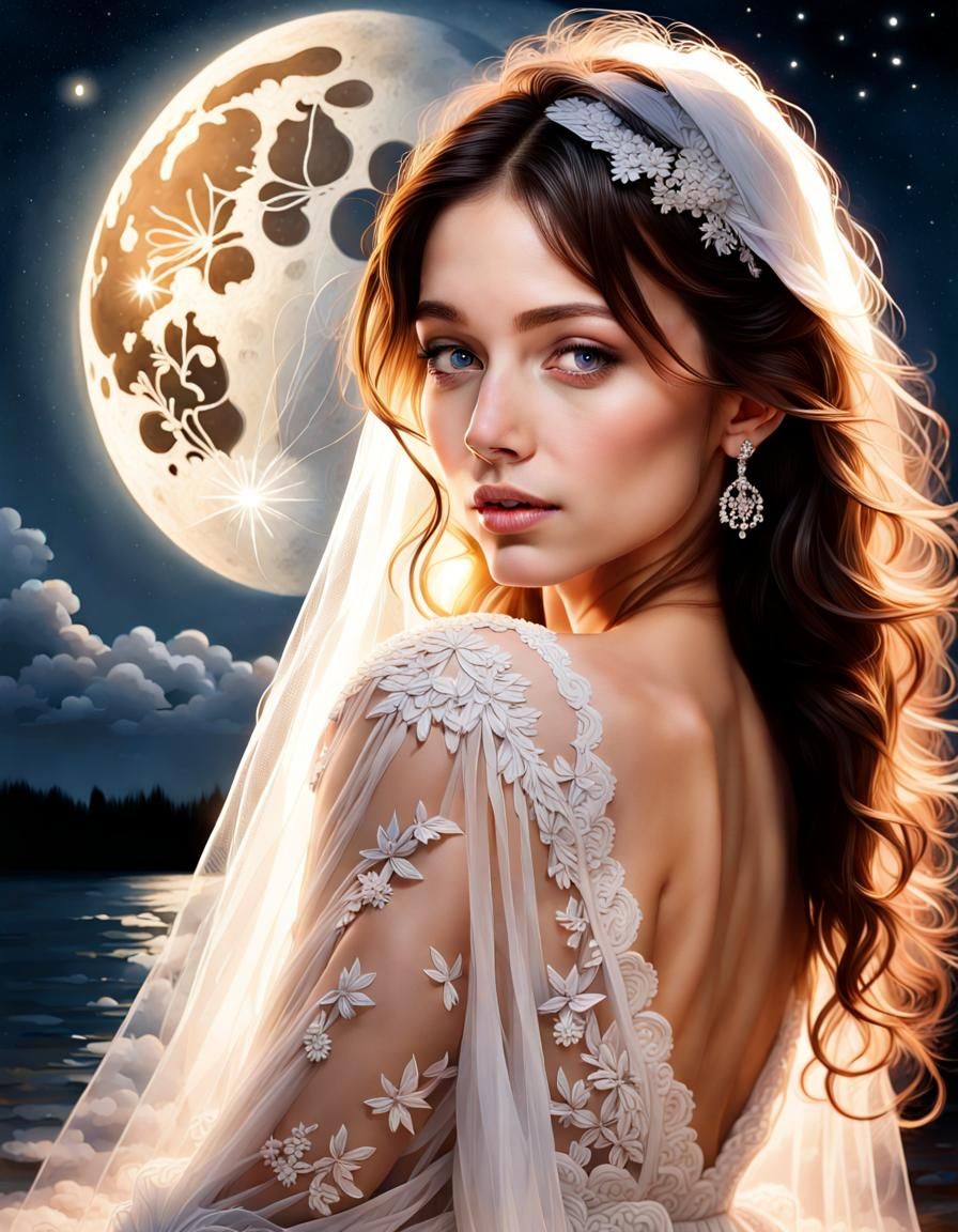 Enchanting Moonlit Portrait Bathed in Ethereal Light