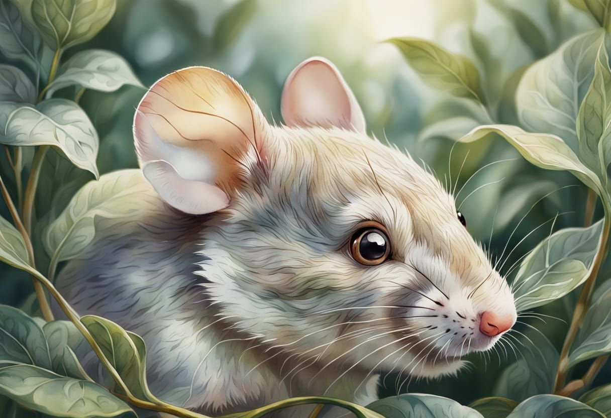 Shy Mouse Hiding: Whimsical Watercolor Illustration