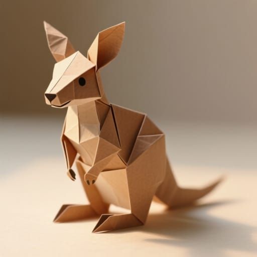 Charming Papercraft Kangaroo in Warm Tones