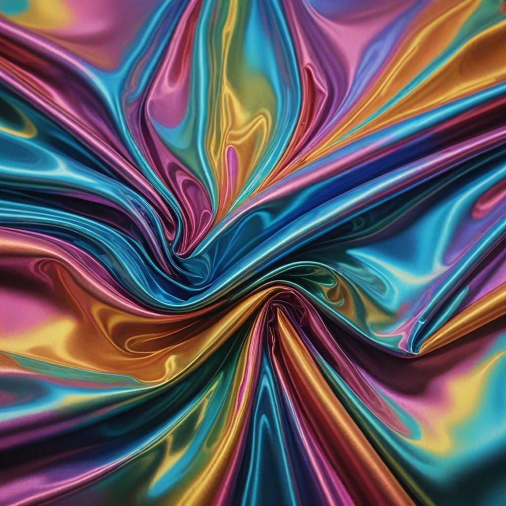 Surreal Iridescent Silk Hologram in a Melting Matte Backgrou...