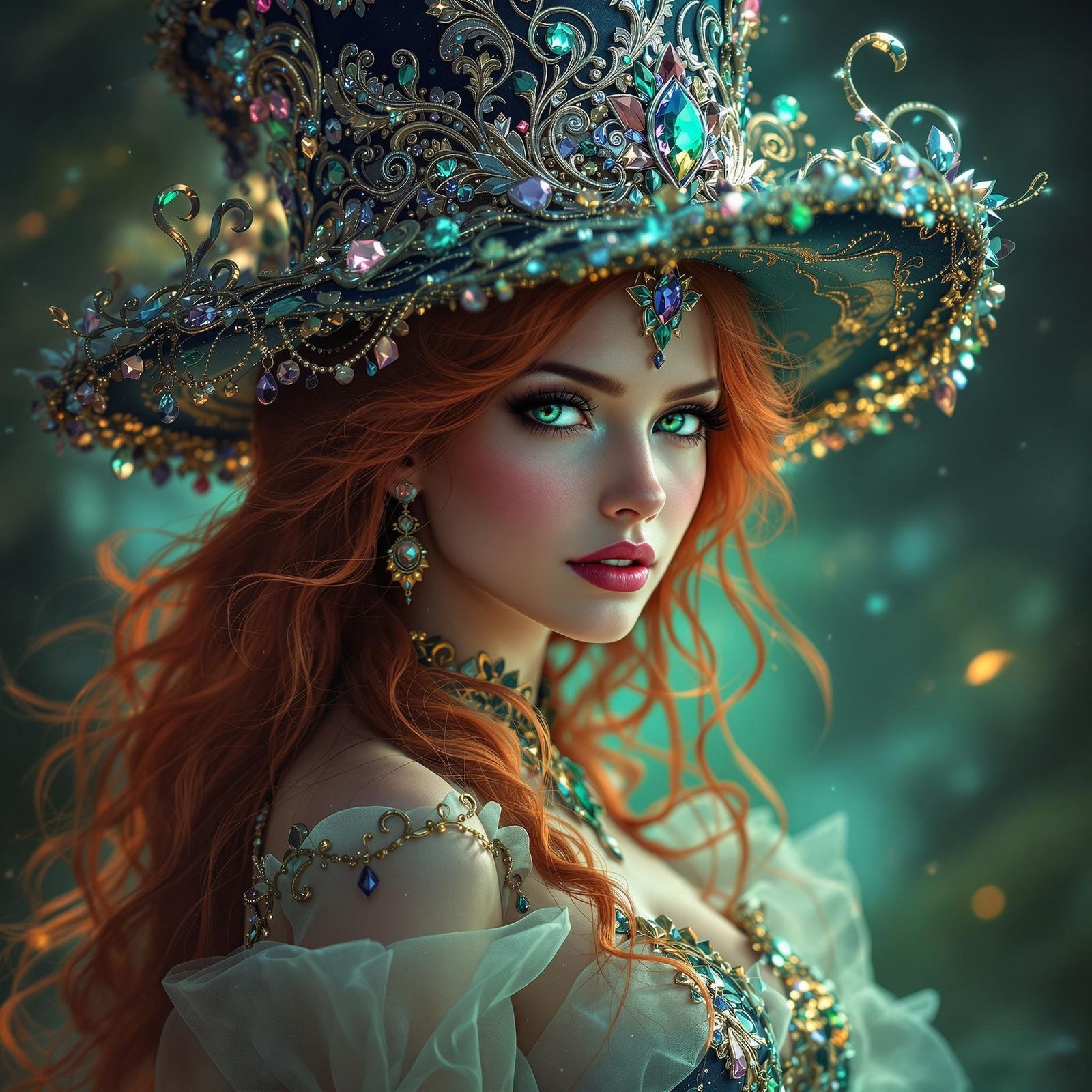 Enchanting Redhead in Dreamlike Sci-Fi World