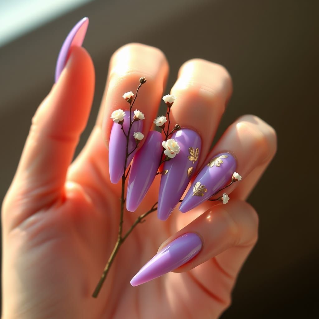 Elegant Lavender Hand with Delicate Flower Twigs