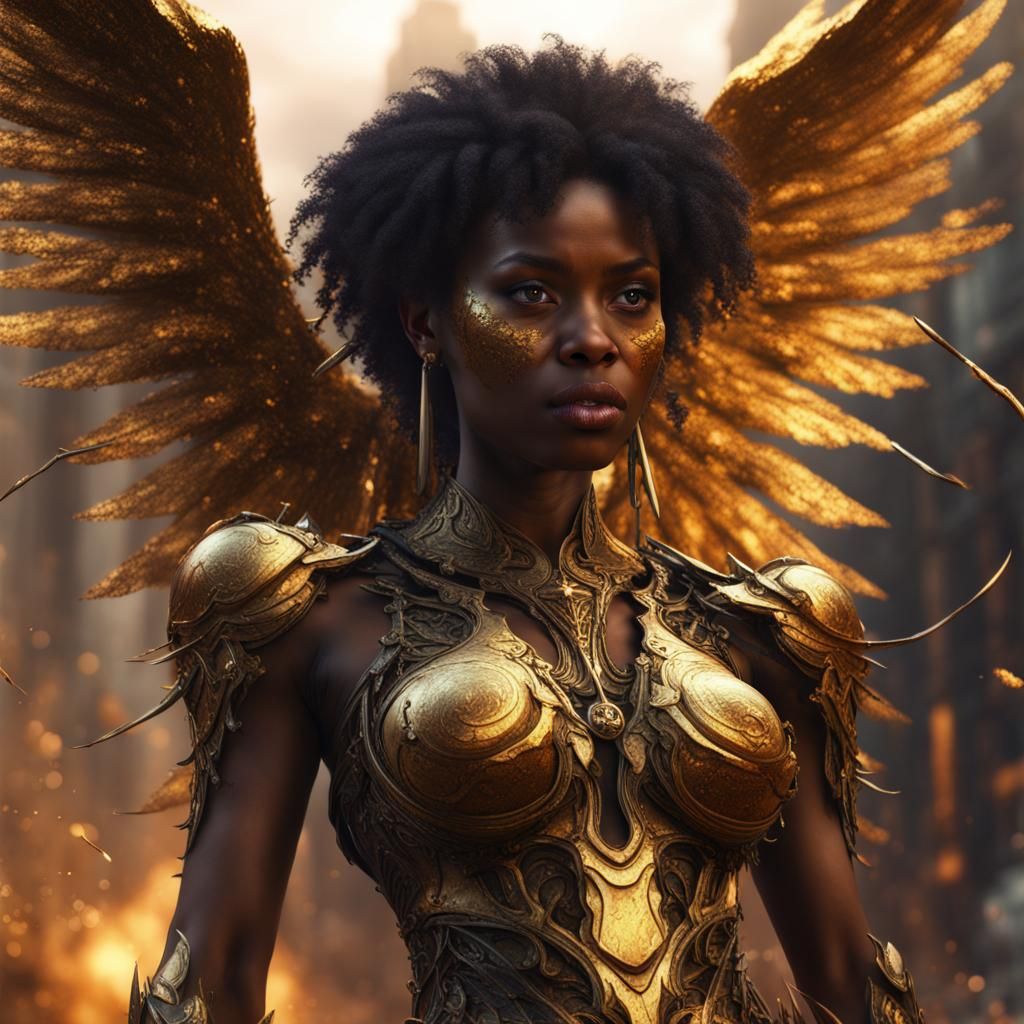 Angel in Golden Apocalypse: Detailed Matte Painting