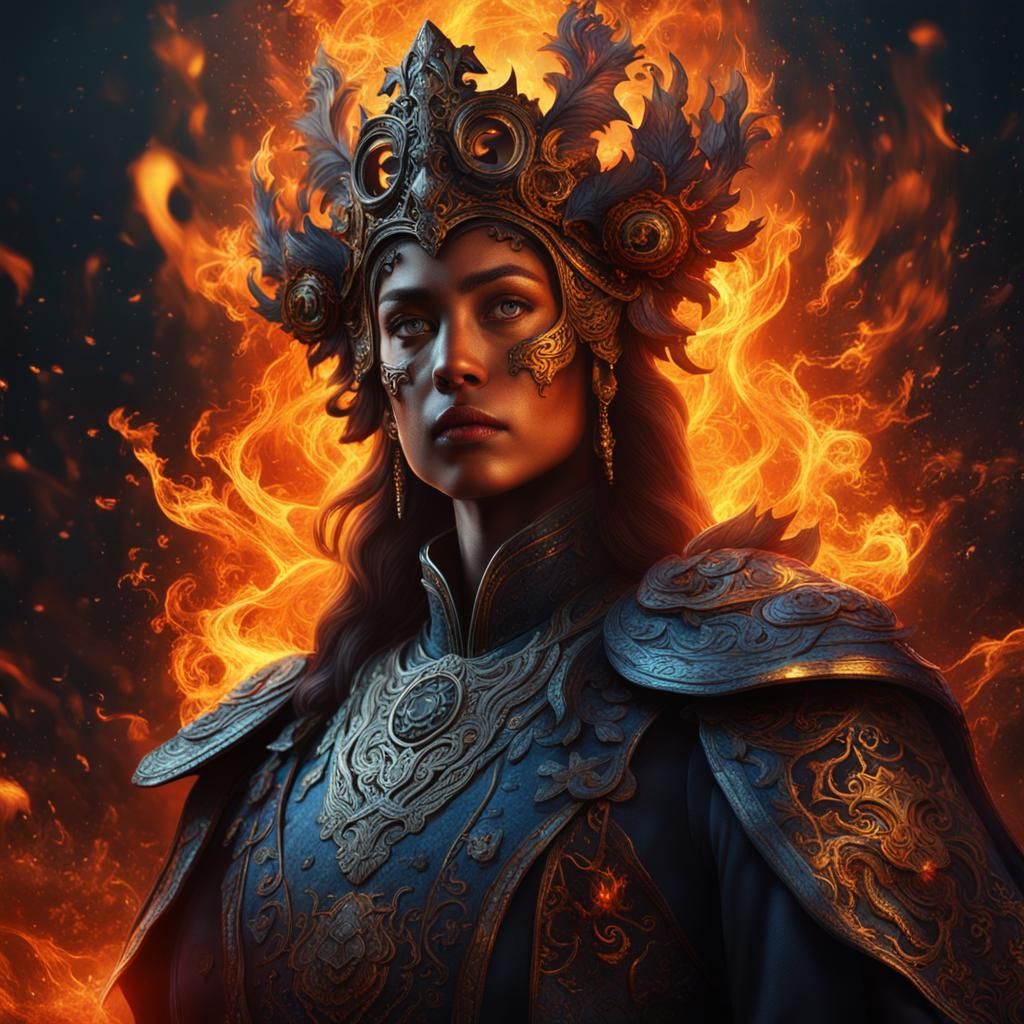 Fiery Portraits in Detailed Matte Painting Style